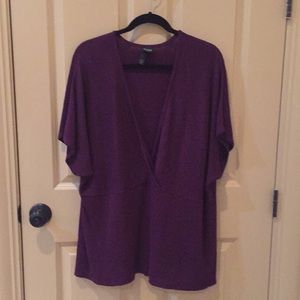 Eileen Fisher 3x deep v purple thin knit sweater.